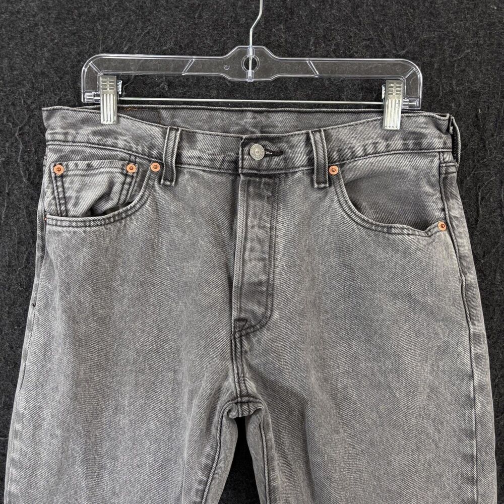 Levis 501 Jeans Men's 32x29 Gray Light Wash Button Fly Straight Leg Denim Pants - Picture 3 of 12